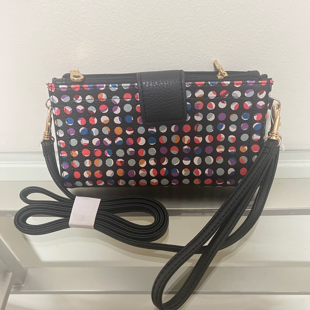 NWT Relic Black Clutch with Gold-Tone Accents